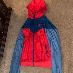 Nike Red and Blue Colorblock Windbreaker Jacket